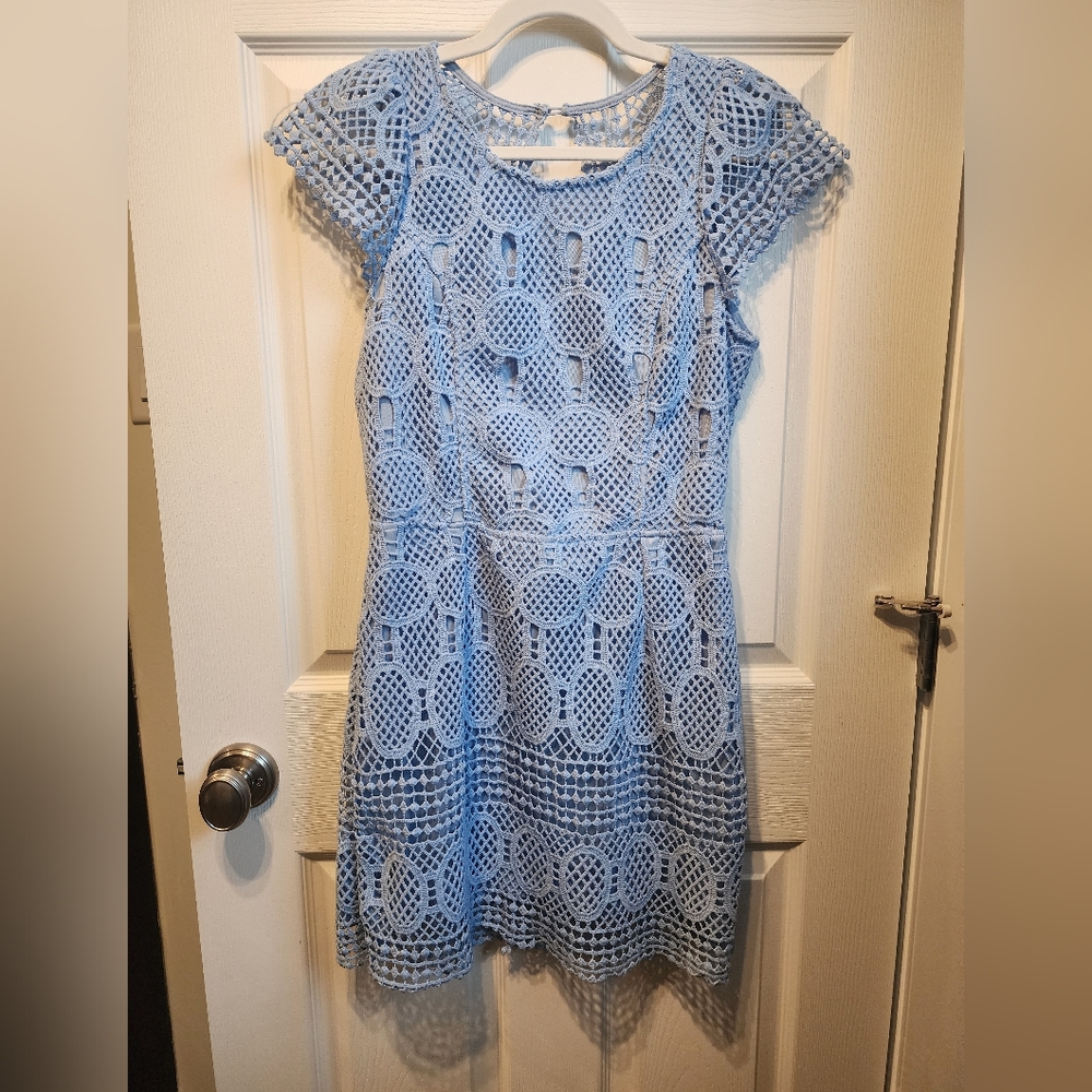 Baby blue open back dress Sz L